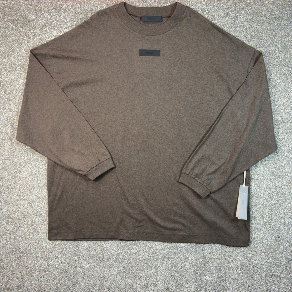 Fear of God Essentials Long Sleeve T-Shirt Wood Brown XL Oversized Mens NWT